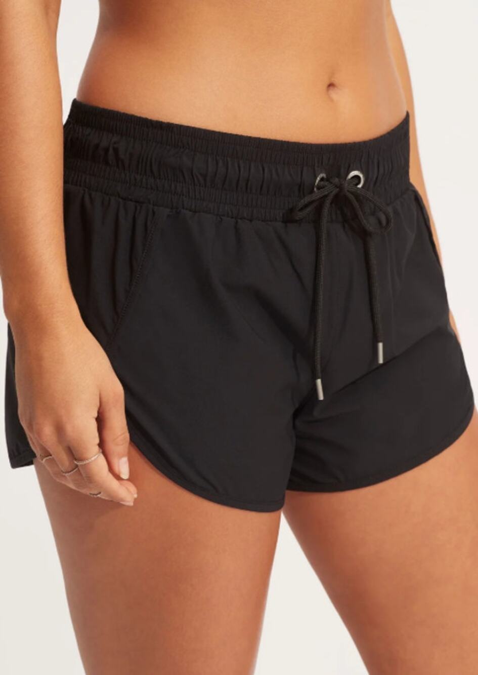 SEAFOLLY COLLECTIVE Women's Active Boardshorts Size 4 XS Black Drawstring NWT